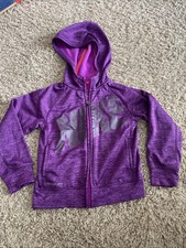 Nike Therma fit Zip Up Hoodie Sweatshirt Girls Size 4 Purple Glitter