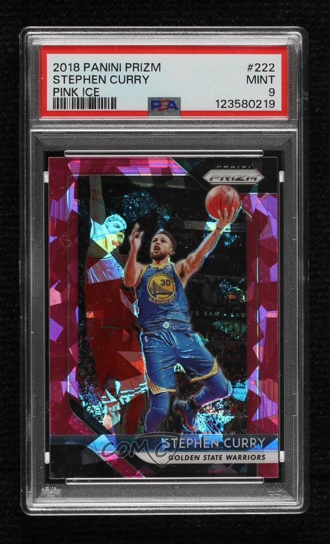 2018-19 Panini Prizm Pink Ice Prizm Stephen Curry #222 PSA 9 MINT sc2