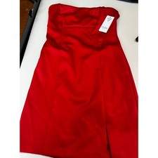 Guess Women Anya  Cherry Red Strapless Sheath Dress with Side Slit Size 8 NWT