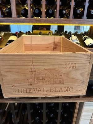 CHEVAL BLANC 2000 VINTAGE Bordeaux Wood Wine Box ~12 Bottle Size Very Rare!
