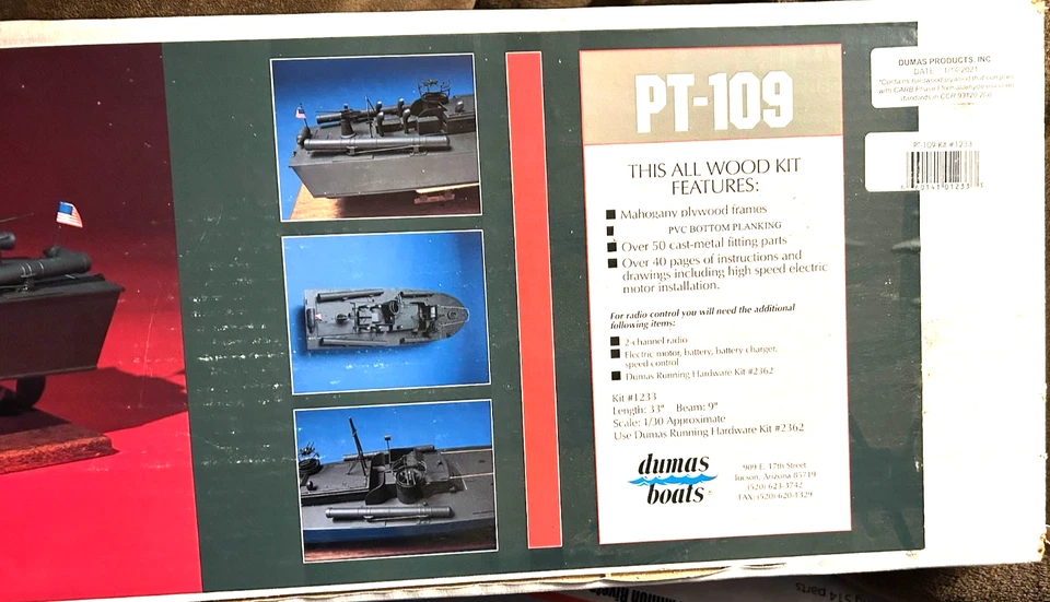 Dumas Pt 109  Model Boat Kit  RARE! COMPLETE  NEW  33INCHES LONG - Image 3 of 4