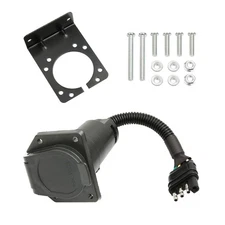 MITZONE 4-Way Flat to 7-Way Round Blade Trailer Light Adapter Wiring Reverse Plu