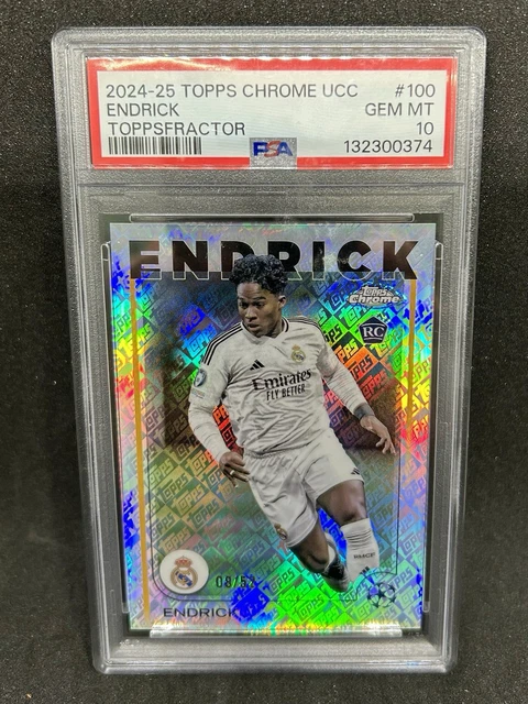 Endrick 2024-25 Topps Chrome Topps Fractor /52 RC PSA 10 Real Madrid Rookie