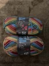 New Lotsa Love Mary Maxim 2 Sock Yarns Superwash Wool Blend Multicolor