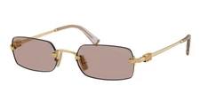Miu Miu Logo MU B50S 5AK20I Square Sunglasses in Gold / Pink Brown Lens