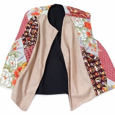 Floral Patchwork Open Front Kimono Jacket