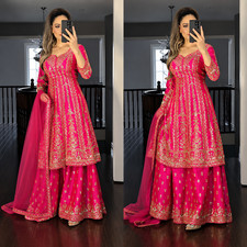 Sharara Salwar Kameez Pakistani Indian Wedding Party Bollywood Suit Wear