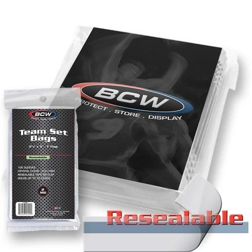 BCW Resealable Team Set Bags 100ct Pack FREE SHIP