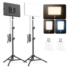 Scrhot 2 Pack LED Video Light Kit, Studio Lights with 51.9'' Tripod Stand, Ph...
