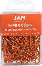 Colorful Standard Paper Clips - Regular 1 Inch - Orange Paperclips - 100/Pack