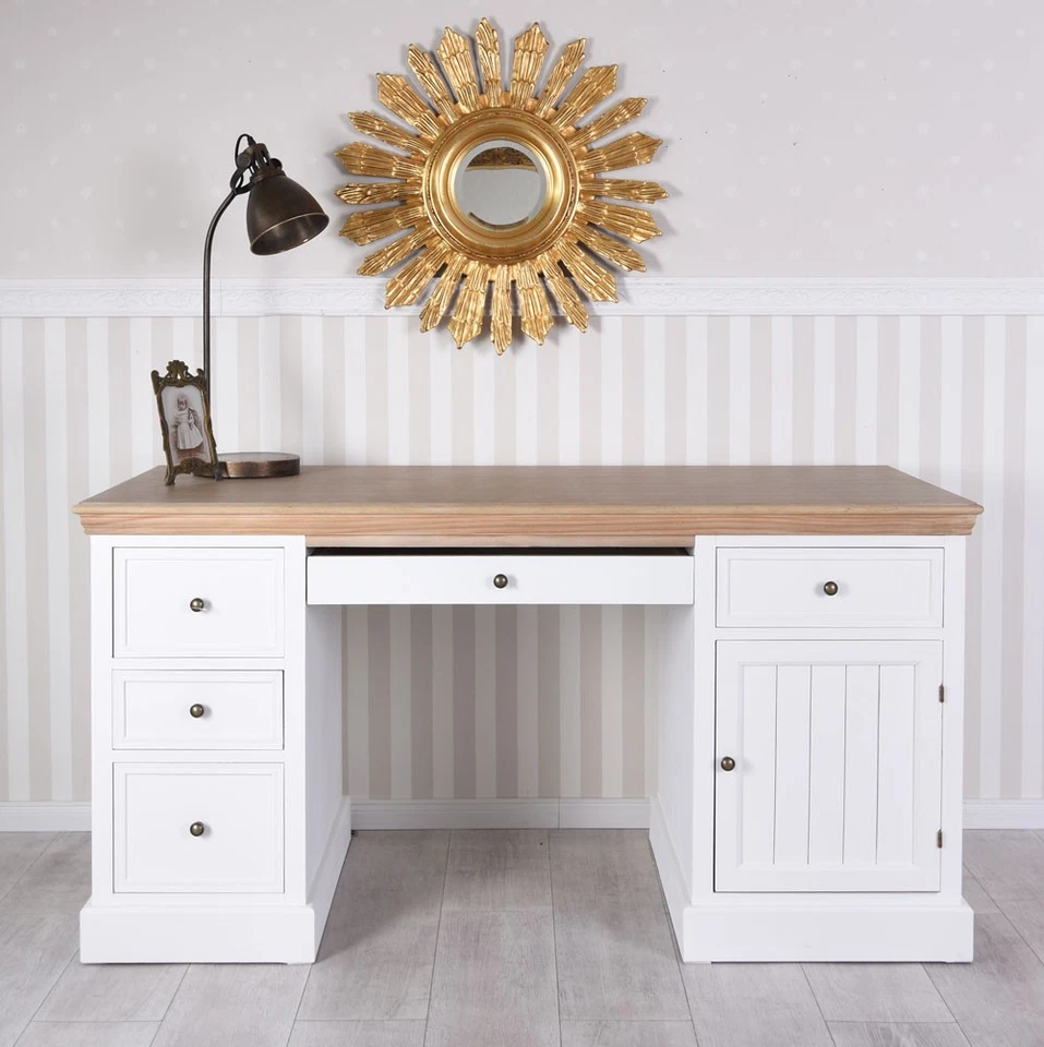 Schreibtisch Holz Landhausstil Bürotisch Arbeitstisch Antik Kinderschreibtisch - Bild 2 von 4