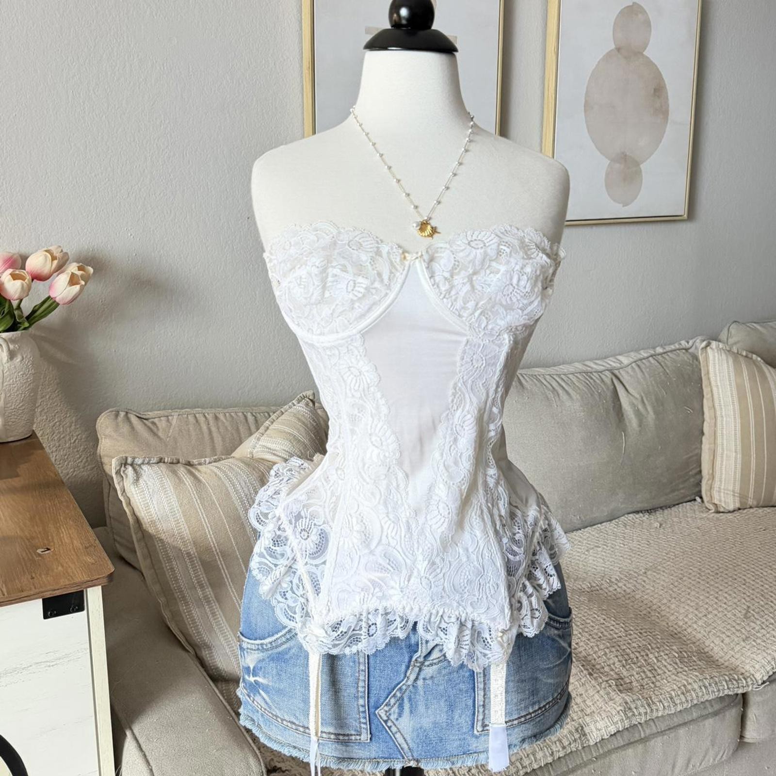 White Lace Corset Bustier Top