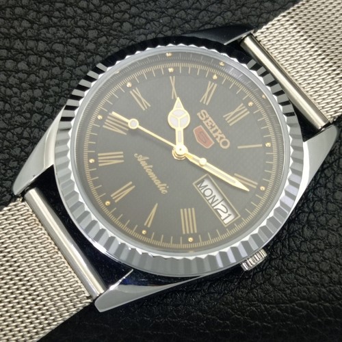 VINTAGE REFURBISHED SEIKO 5 AUTOMATIC JAPAN MENS ROMAN FIGURE WATCH a442089-d - Picture 7 of 12