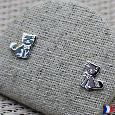 Katzenohrringe 925 Silber | Katzenohrstecker Minimalistischer Schmuck