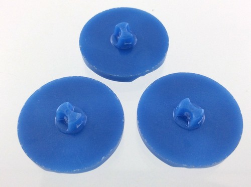 Vintage Blue Round Plastic Garment Button Size 1.1in Geometric Design 816C - Picture 3 of 8