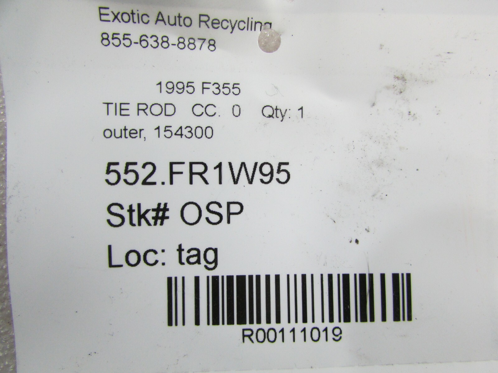 Ferrari F355, Outer Tie Rod End, Used, P/N 154300