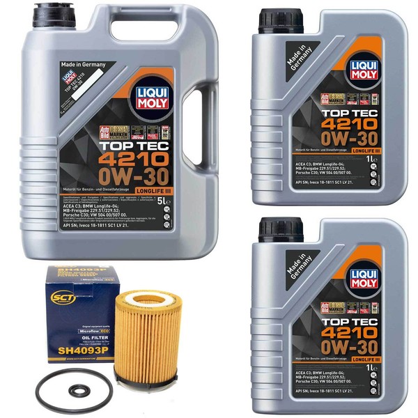 MotoröL Set 4210 0W-30 Liqui Moly 7 Liter + ÖLfilter FüR Mercedes C-Klasse SLC-image