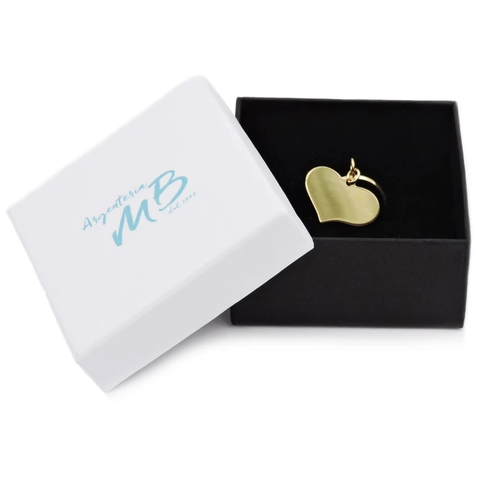 Anello Ciondolo Cuore in Argento 925 Placcato Oro con Incisione Gratuita - Immagine 4 di 4