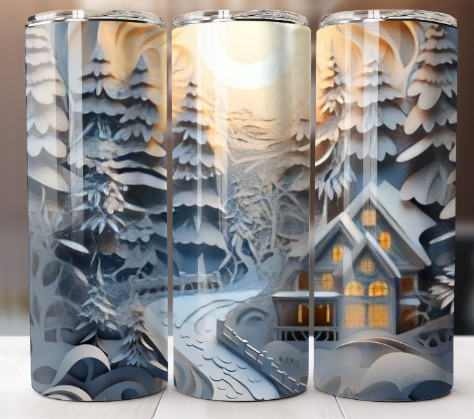 Christmas Winter Wonder Land Tumbler 20 oz Skinny Cup Mug Stainless Steel