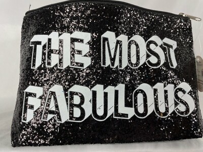 New Royal Deluxe Accessories Black Sequins Cosmetic Bag THE MOST FABULOUS