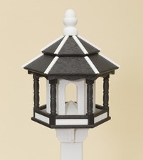BIRD FEEDER  Amish Handmade Recycled Poly Hexagon  Black  White 5LB USA Made