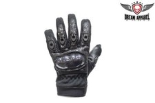 New Black Full Finger Knuckle Protectors Leather Gloves Motorcycle Biker Riding