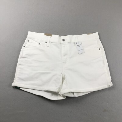Levis Shorts Womens 34 White Denim Mid Length Cuffed 38  Waist NWT