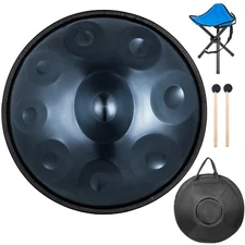 22" 9 Notes Handpan Hand Pan Drum Handmade DC04 Steel + Stand + Bag + Hammer