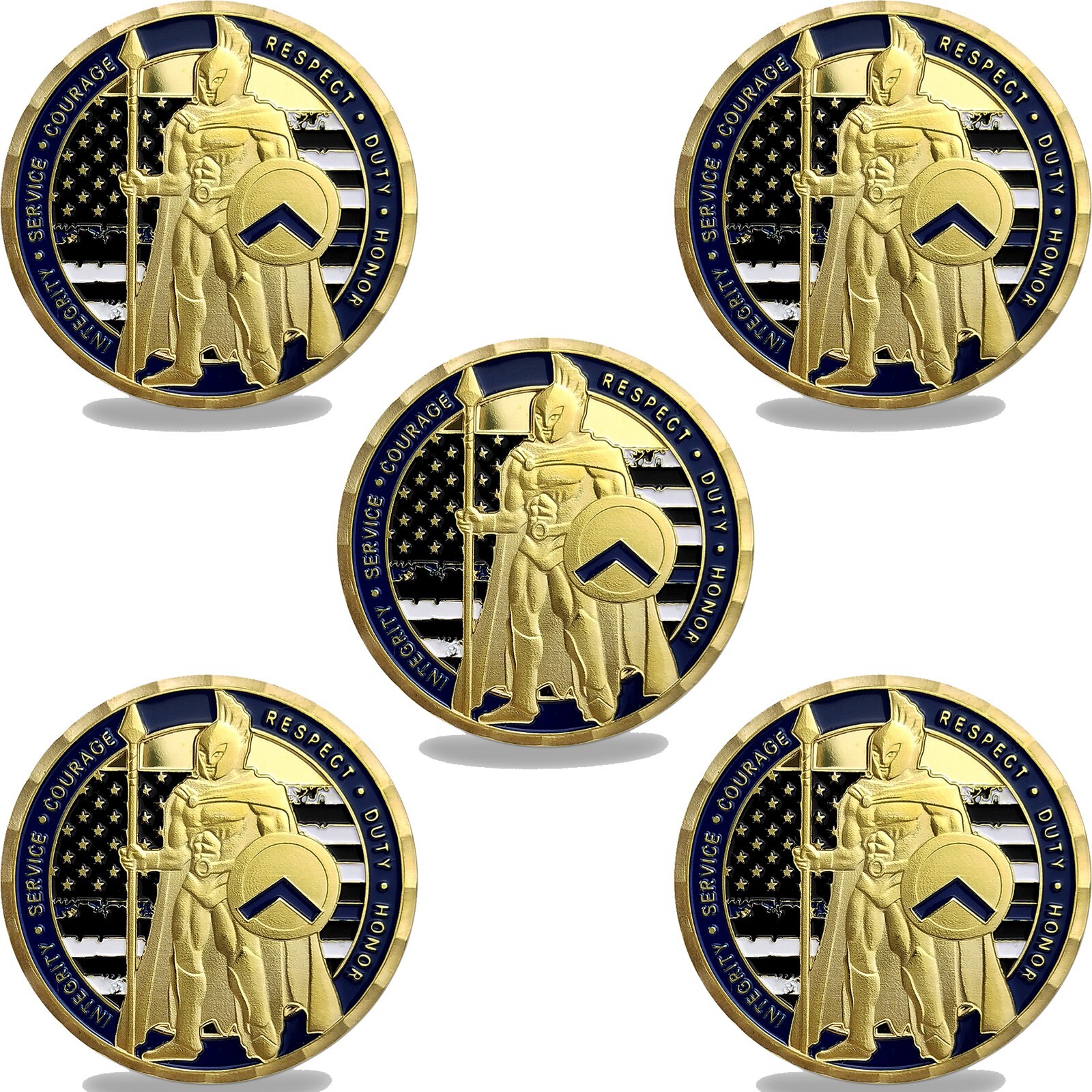 Spartan Warrior Coin Law Enforcement Police Officer Challenge Coin Gifts Men 5Pc