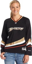 Reebok Women's Anaheim Ducks Premier Team V-Neck Jersey, Black, Large