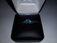 925 Sterling Silver Ring with a Blue Stone, Size 7, 2.0 Grams
