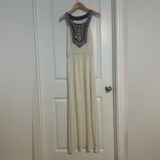 Francesca’s Maxi Dress Chiffon White Boho Womens size S