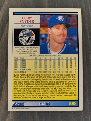 1992 Score Baseball Cards - Mix & Match cards to save up to 40% off! - Picture 55 of 89