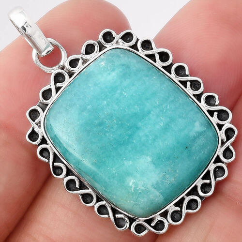 Natural Paraiba Amazonite 925 Sterling Silver Pendant Jewelry P-1069 - Picture 1 of 5