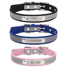 Personalised Dog Collar Reflective Soft Free Engraved Name ID Tags Pet Cat Puppy