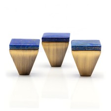 Handmade Lapis Gemstone Knob - Square Drawer Pull | Elegant Cabinet Handle