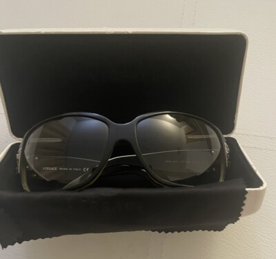 Versace Sunglasses Shield Black Silver Gradient Lenses Mod 