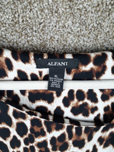 Alfani Shift Dress Women XL Leopard Animal Print Bell Sleeve Knit Stretch Casual - Picture 4 of 7