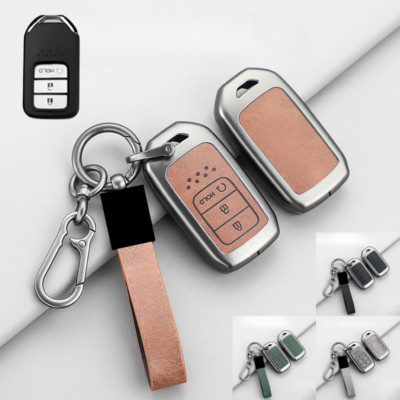 Zinc Alloy Leather Car Key Fob Case Cover For Honda Accord Odyssey Civic Insight