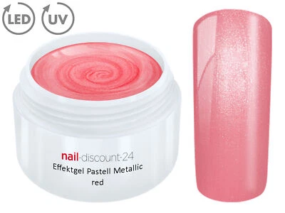 NAIL-DISCOUNT-24 UV LED Farb Gel Pastell METALLIC RED Effekt French Color Modellage Nail Art Rot