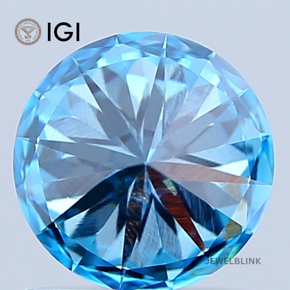 IGI Certified 1 CT Fancy Vivid Blue VS2 Round Brilliant CVD Lab Grown Diamond - Image 4 of 4