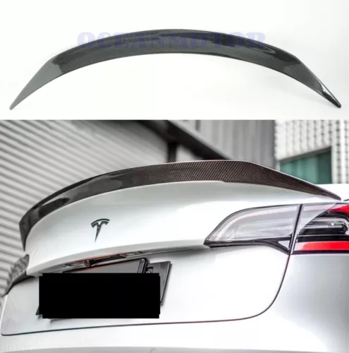For 2017-2023 Tesla Model 3 Sport Rear Trunk Spoiler Wing Lid Carbon Fiber Style