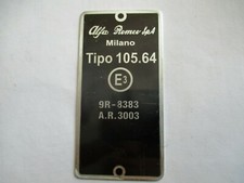 Nameplate Alfa Romeo Sign Type 10564 105.64 Montreal S95 Nameplate Alfa Romeo Sign Type 10564 105.64 Montreal S95