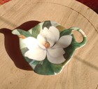 TeaPot Shaped Melamine Tea Bag Holder Magnolia White Flower Made In Italy     — photo 1
