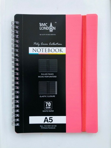 A5/A4 NOTEBOOK SPIRAL POLY PASTEL BANDED TWINWIRE NOTEBOOK SHEET LINED - Picture 5 of 26
