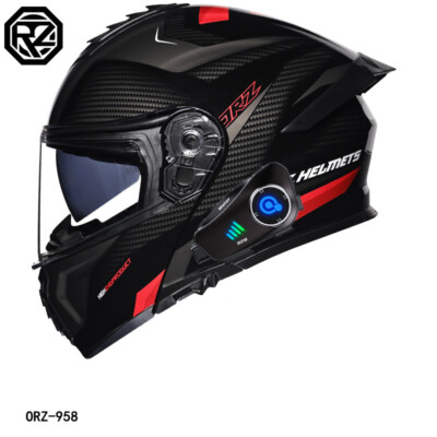 Built-in Dashcam Camera Modular DOT Approved Motorcycle Bluetooth Headset Helmet