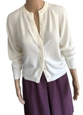 vtg Lord  Taylor Lightweight Cardigan Sweater PS Ivory Pearl Buttons USA