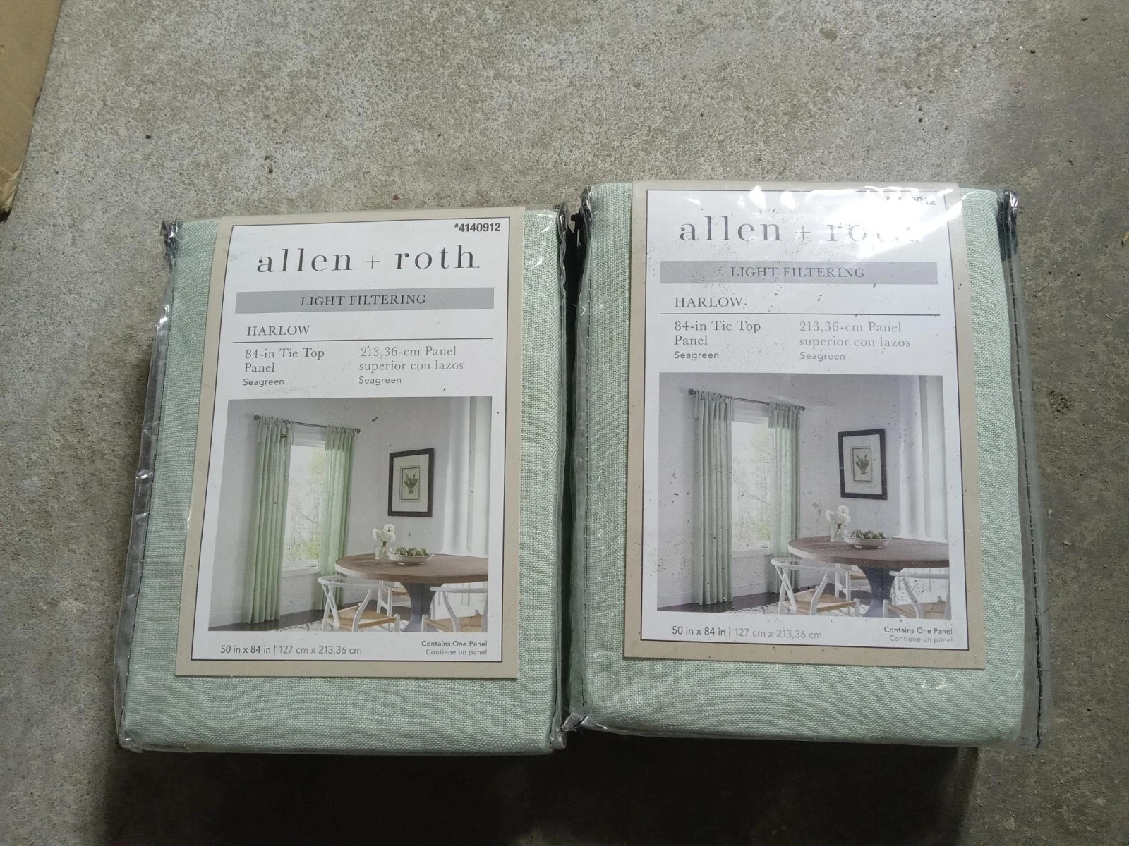 Allen + Roth Harlow - Sea Green - 84" Light Filtering Curtains - 2PACK #4140912