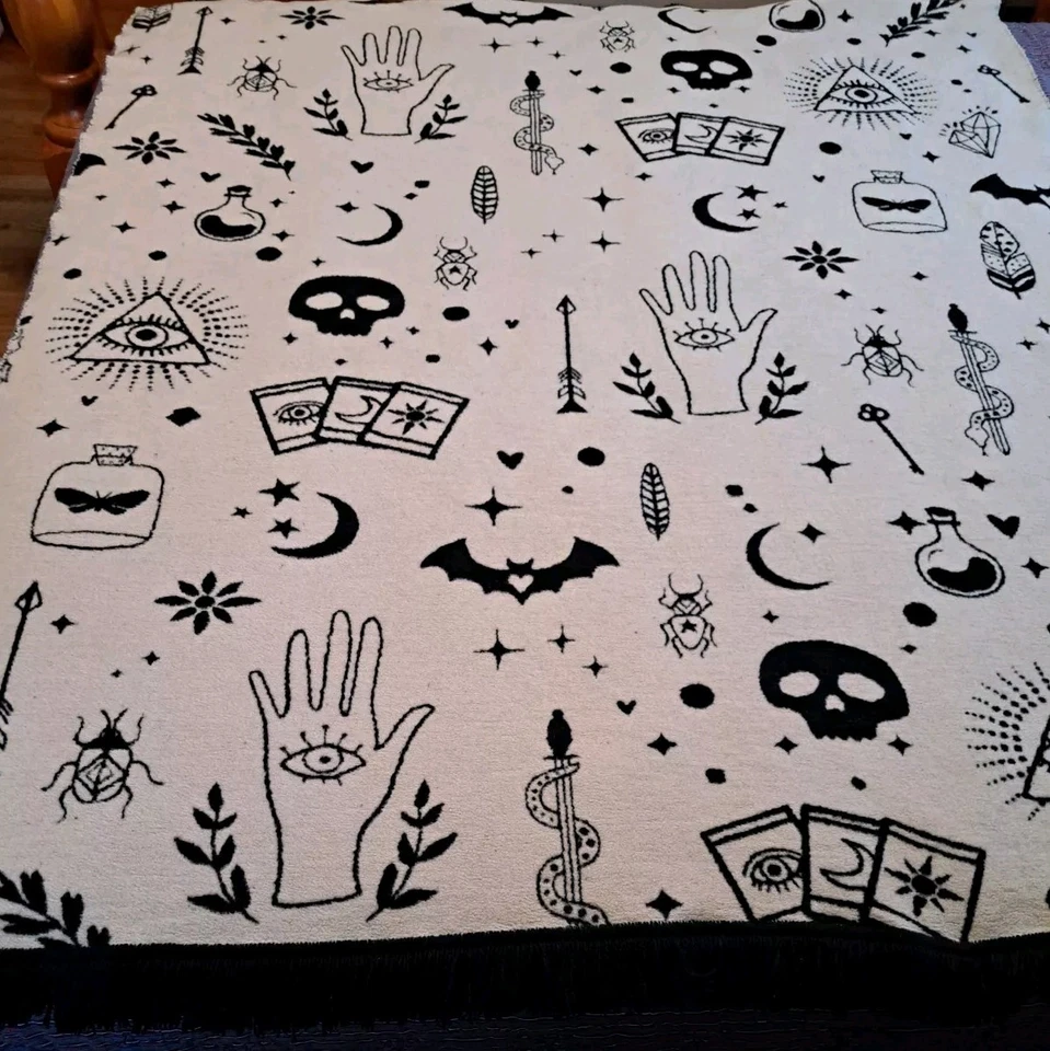 Manta Docofil Fortunas Calaveras Flecos Portugal 62x50" Foto 2 de 4