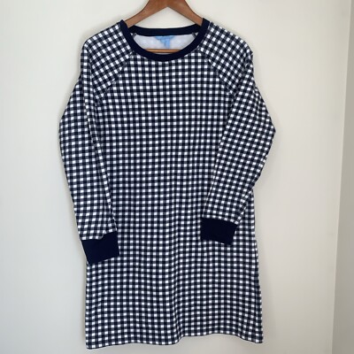 Draper James Dress Womens Small Blue Gingham Sweatshirt Preppy Cottagecore Beach